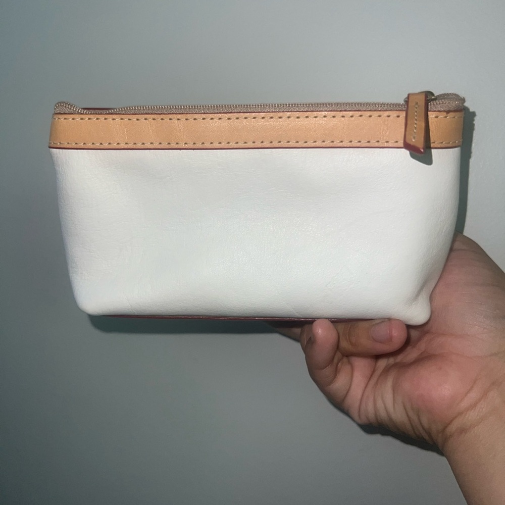 Dooney & Bourke White and Tan Leather Pouch - Picture 2 of 5